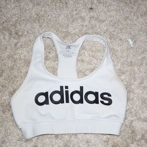 Adidas White and Black Logo Sports Bra